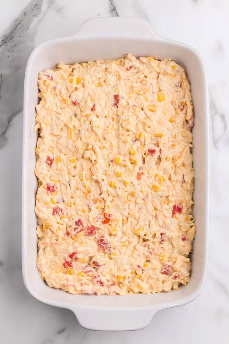 casserole mixed together and placed in the bottom of a casserole dish.