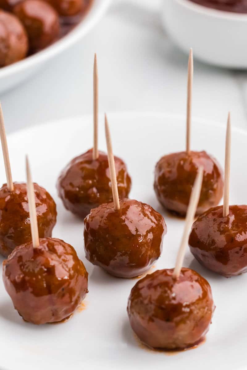 meatballs served with toothpicks.