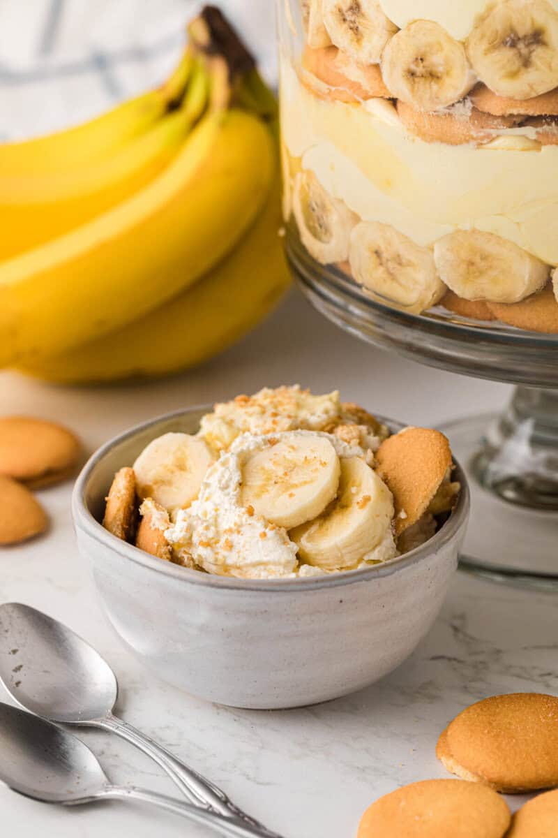 serving the Banana Pudding in a bowl.
