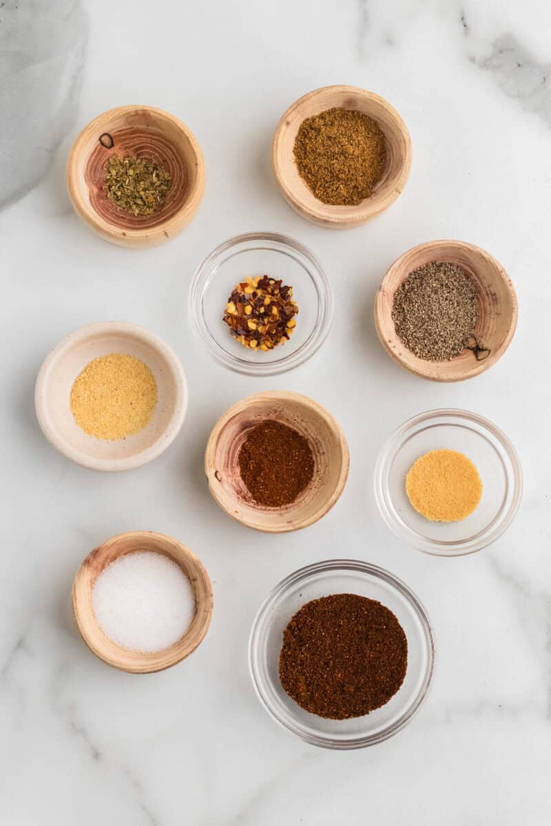 ingredients to make the homemade chicken taco seasoning.
