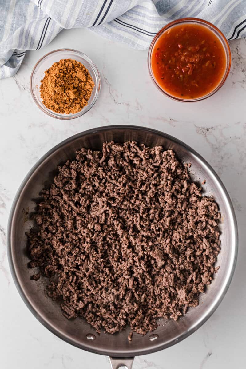 making the taco meat for the taco bowls.