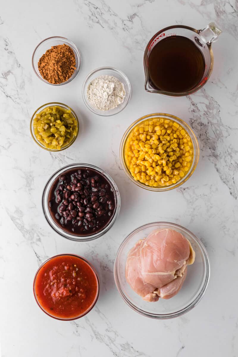 ingredients for the chicken taco soup.