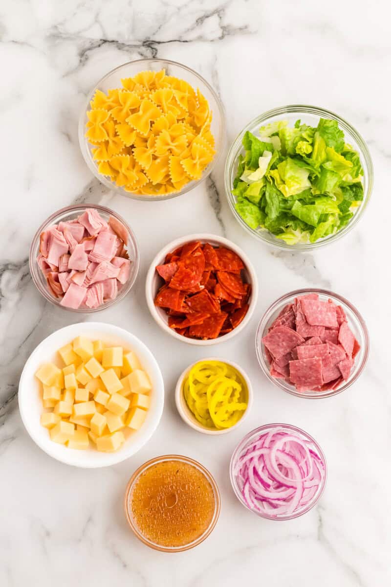 ingredients for the Italian Pasta Salad.