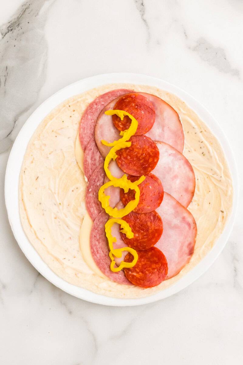 building the Italian Pinwheel wrap.