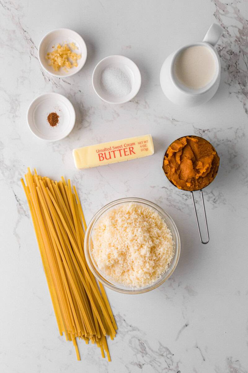ingredients for the pumpkin pasta.