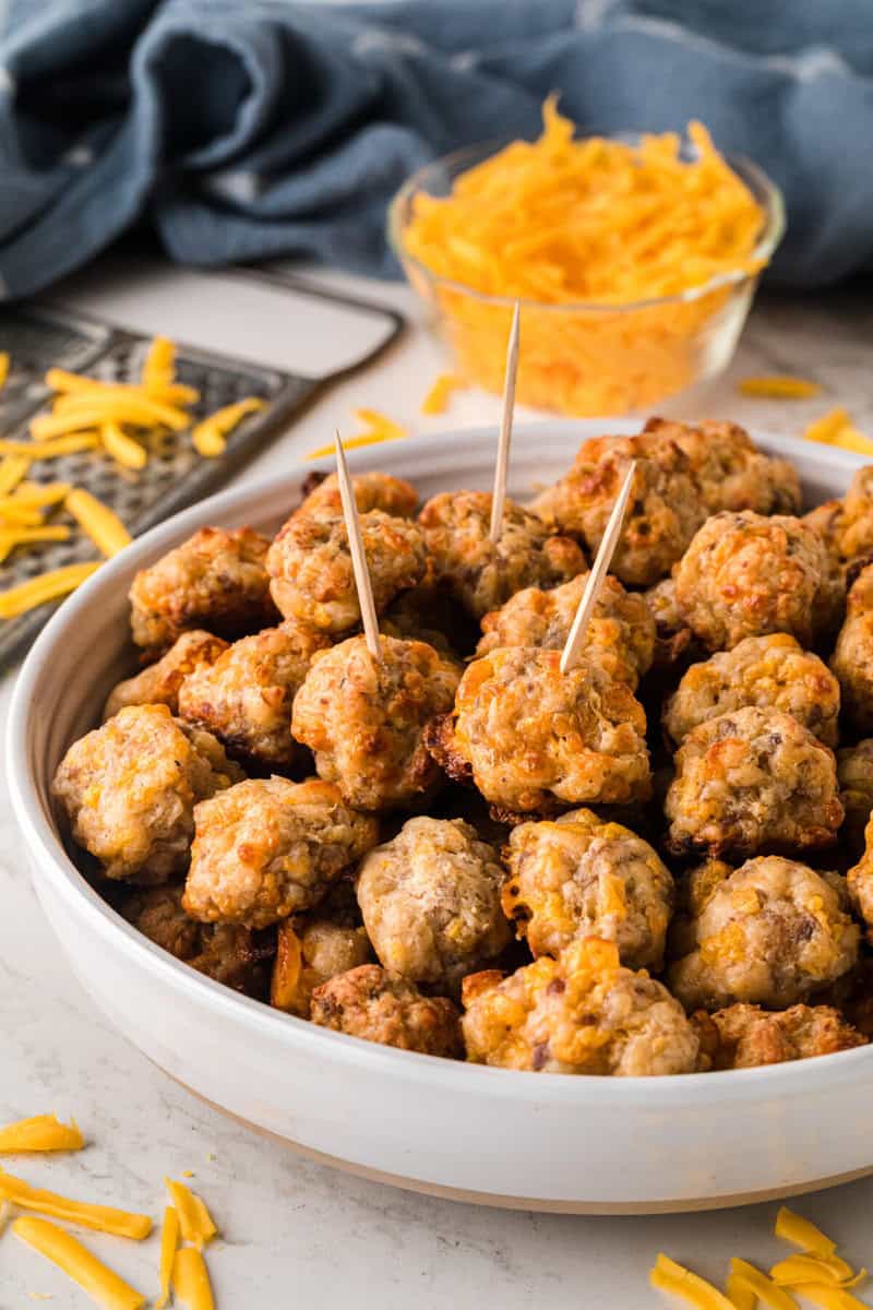 toothpicks in the sausage balls for serving.