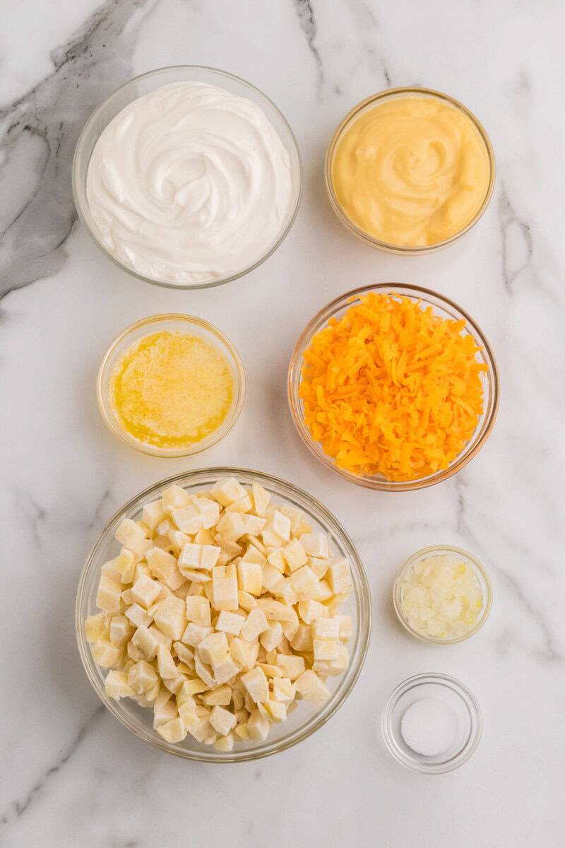 ingredients for the Cheesy Potato Casserole.