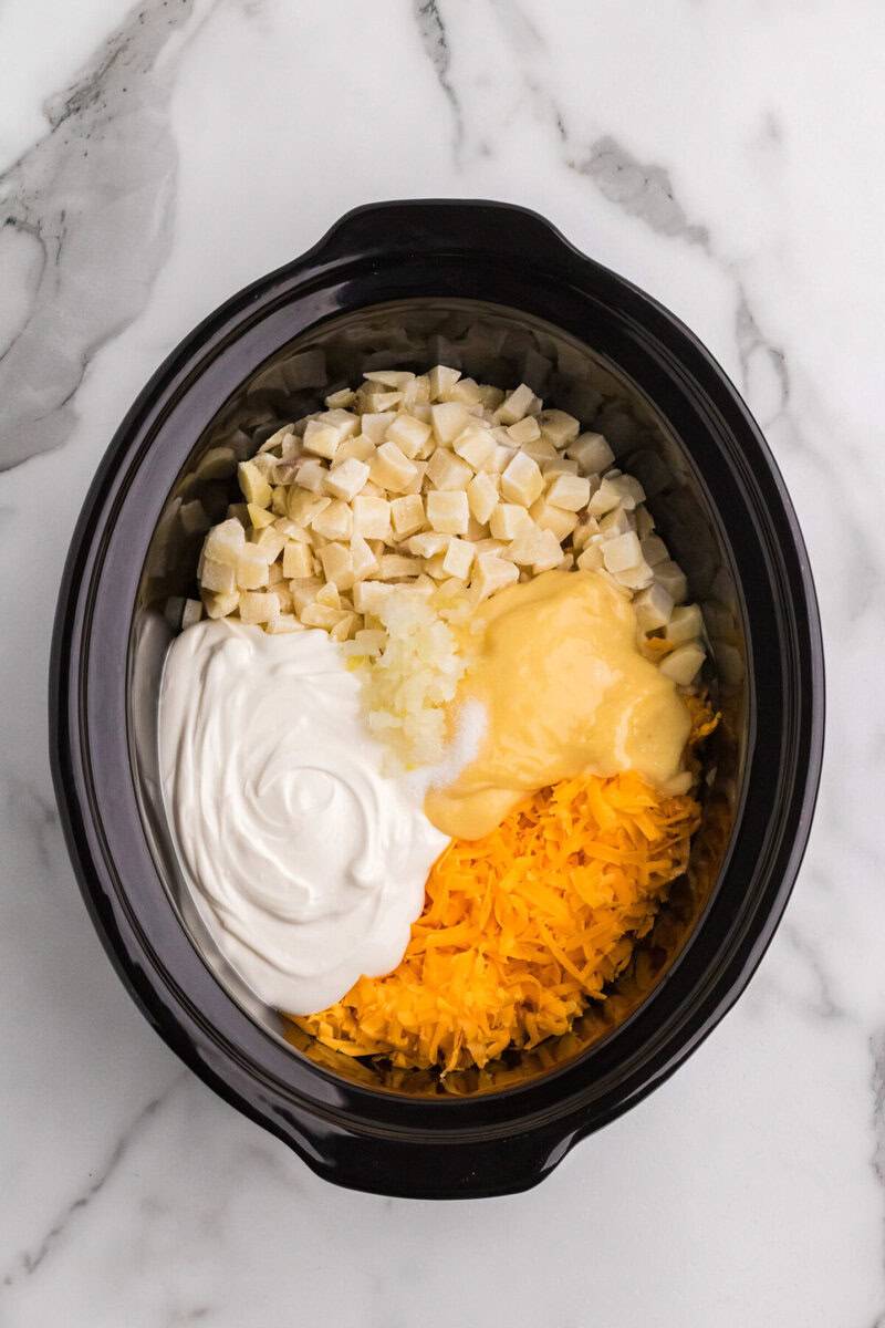 ingredients for the Casserole in the slow cooker.