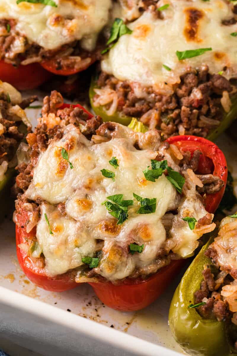 closeup of the stuffed peppers.
