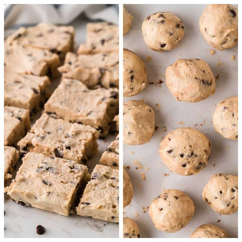 making cookie dough balls.