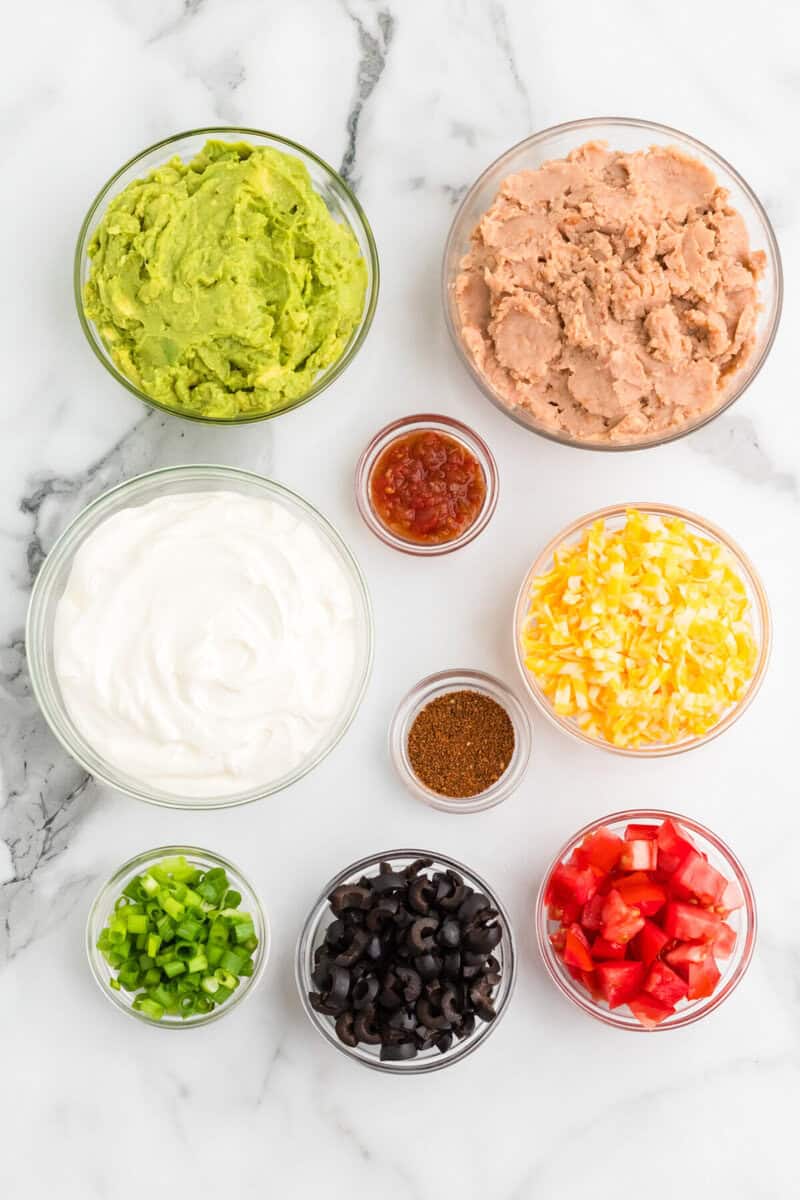ingredients for the 5 Layer Dip.