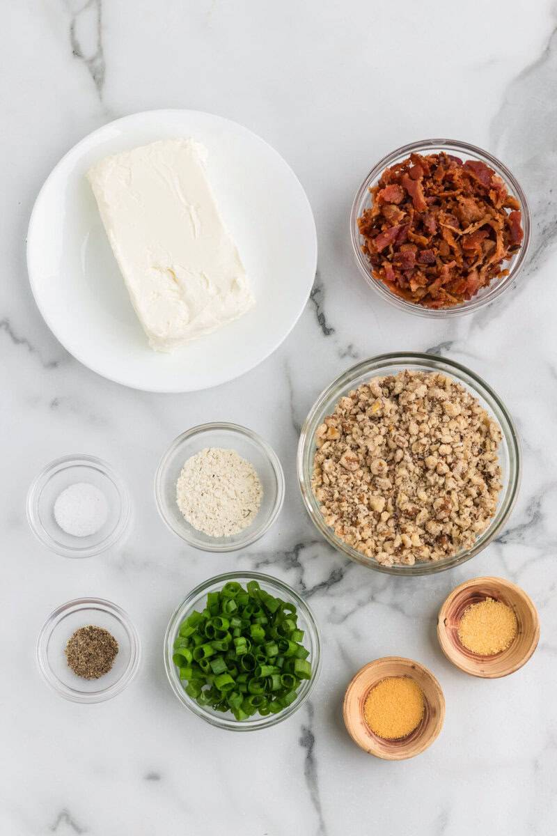 ingredients for the bacon ranch cheeseball.