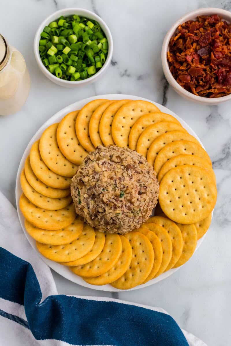 top-down view of the Bacon Ranch Cheese Ball.