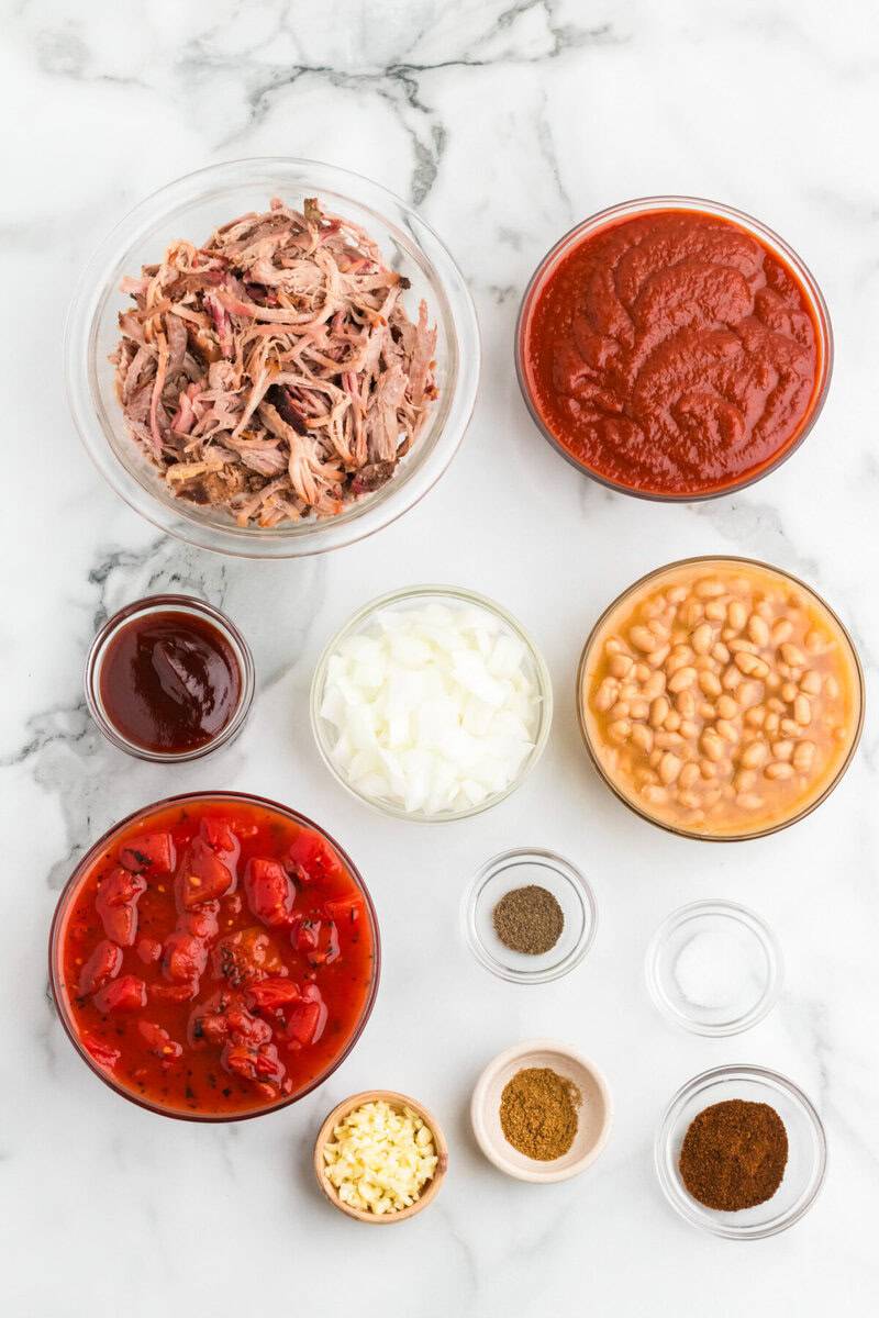 ingredients for the Pulled Pork Chili.