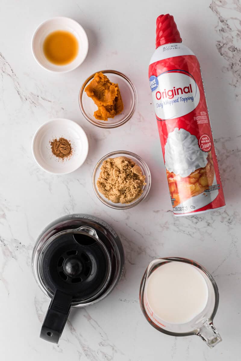 ingredients for the pumpkin spice latte.