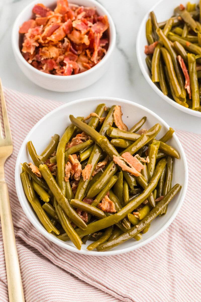 Slow Cooker Green Beans served on a white plate.