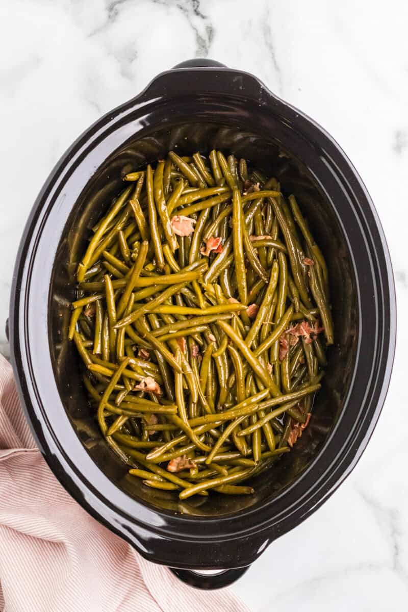 Green Beans cooked in the slow cooker.