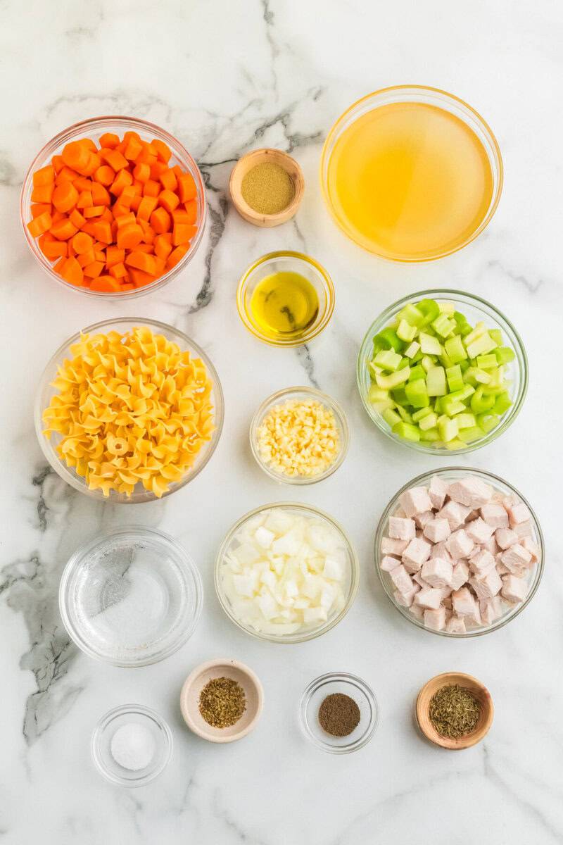 ingredients for the Turkey Noodle Soup.