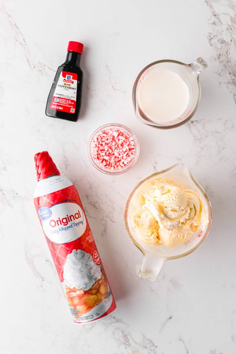 ingredients for the Peppermint Milkshake.