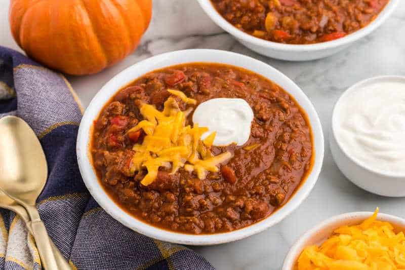 Bowl of the Slow Cooker Pumpkin Chili.