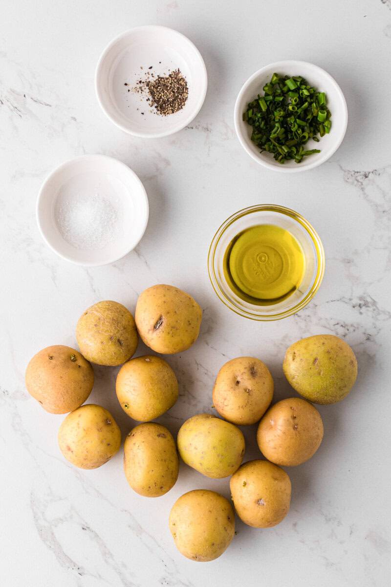ingredients for the smashed potatoes.