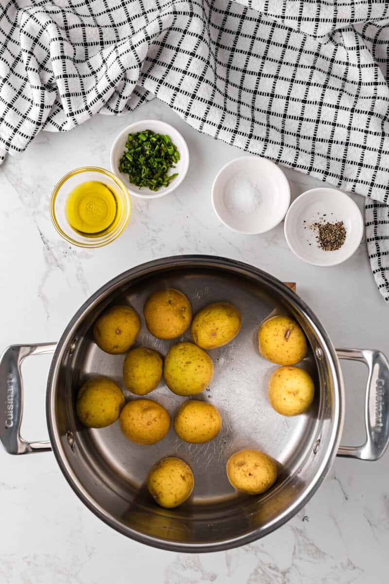 potatoes boiling in a large pot.
