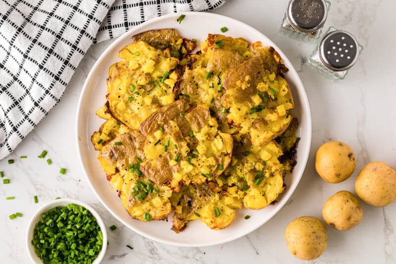 plate of the smashed potatoes.