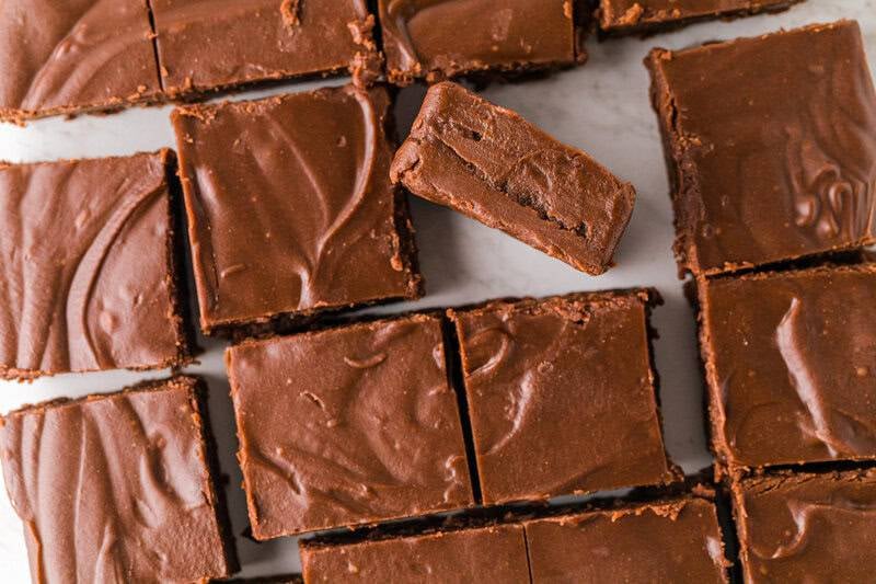 2 Ingredient Fudge sliced and on table