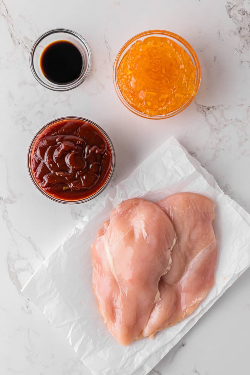 ingredients for the Slow Cooker Orange Chicken.