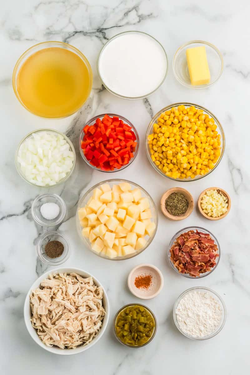 ingredients for the chicken corn chowder.