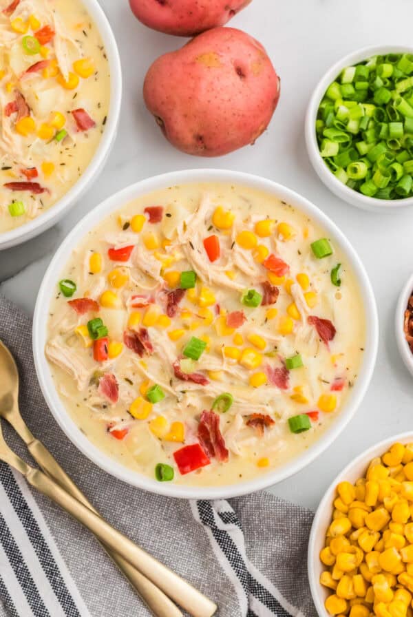 chicken corn chowder in bowl