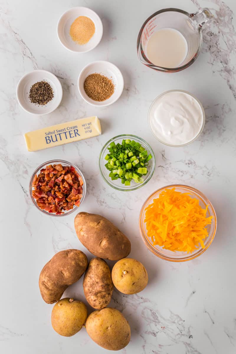 ingredients for the loaded mashed potatoes.