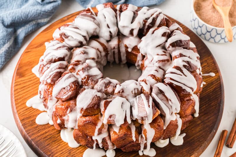 top-down view of the cinnamon roll monkey bread.