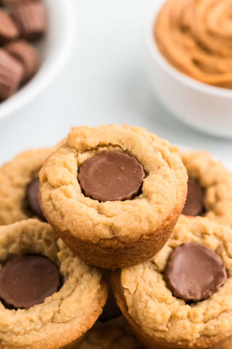 closeup of the peanut butter cup cookies.