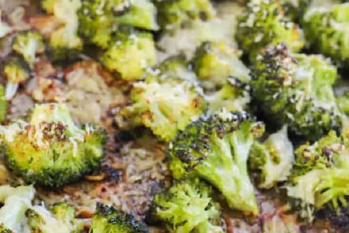 closeup of the Parmesan Roasted Broccoli.