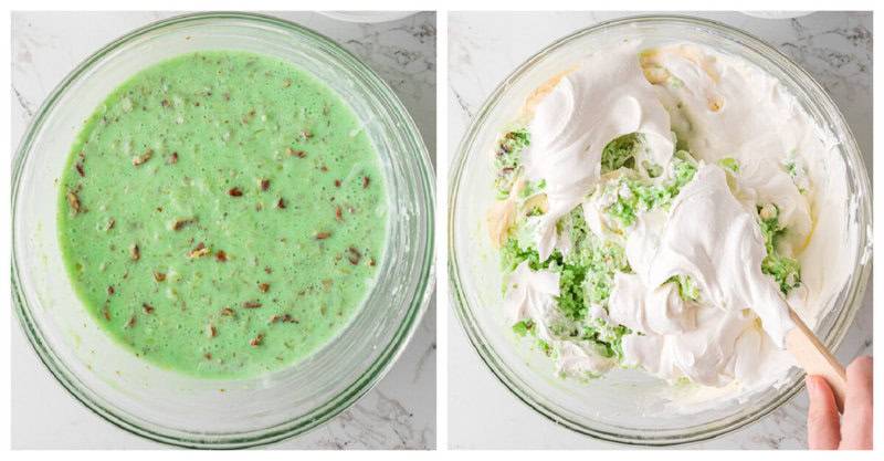 folding in the Cool Whip into the Jell-O.