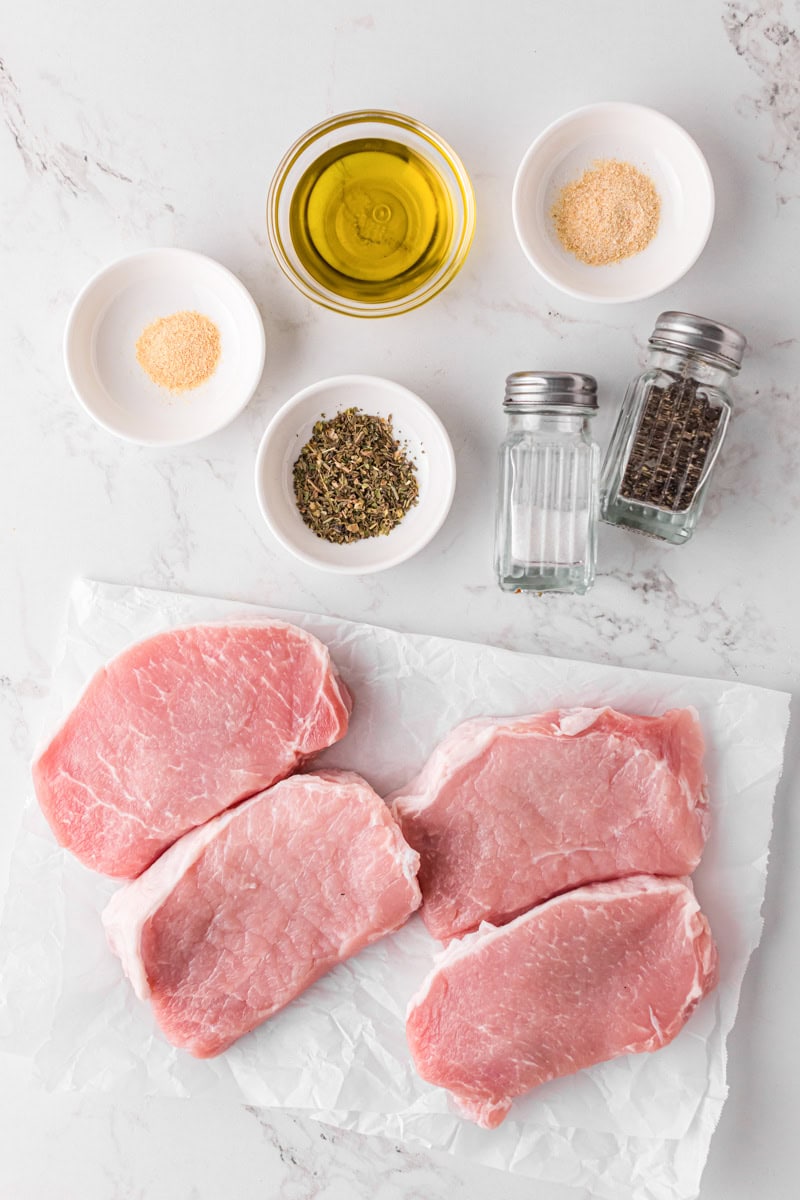 ingredients for the Air Fryer Pork Chops.