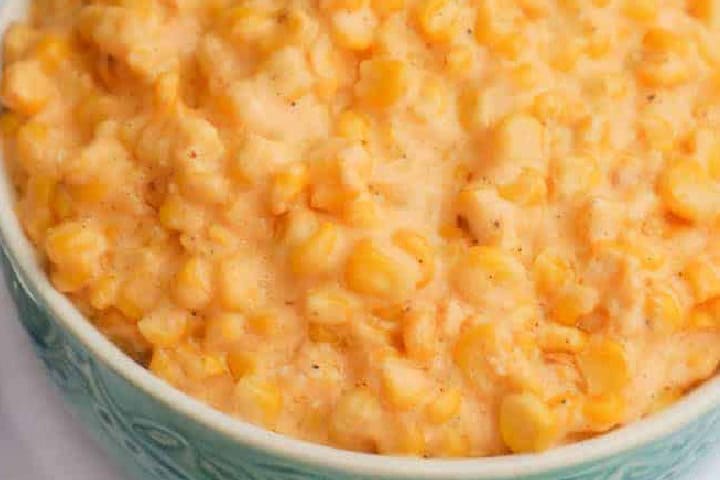closeup of the Slow Cooker Cheesy Corn.