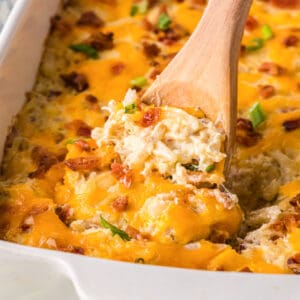 crack casserole with a spoon