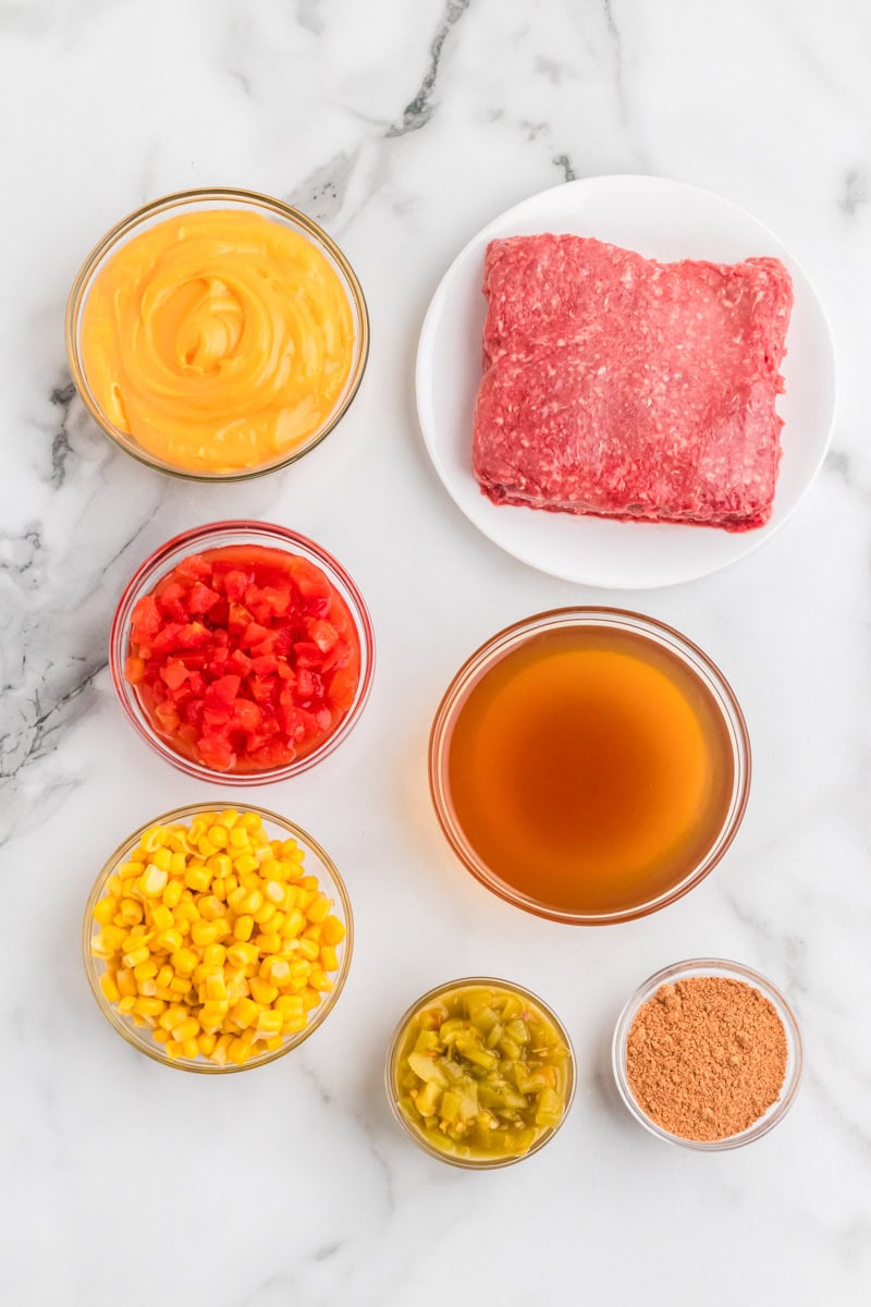 ingredients for the Beef Nacho Soup.