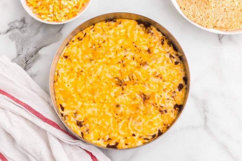 top-down view of the Chili Cheese Dip.