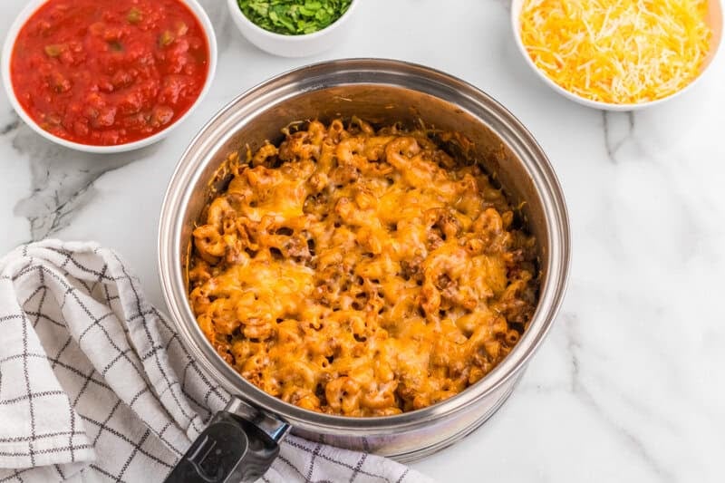 One Pan Taco Pasta in the pan.