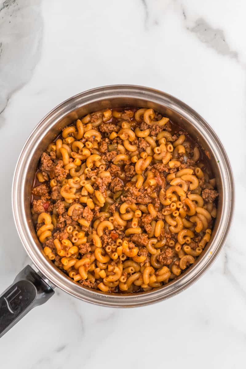 top-down view of the One Pan Taco Pasta.