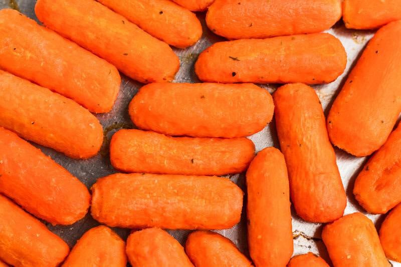 closeup of the Roasted Ranch Carrots.