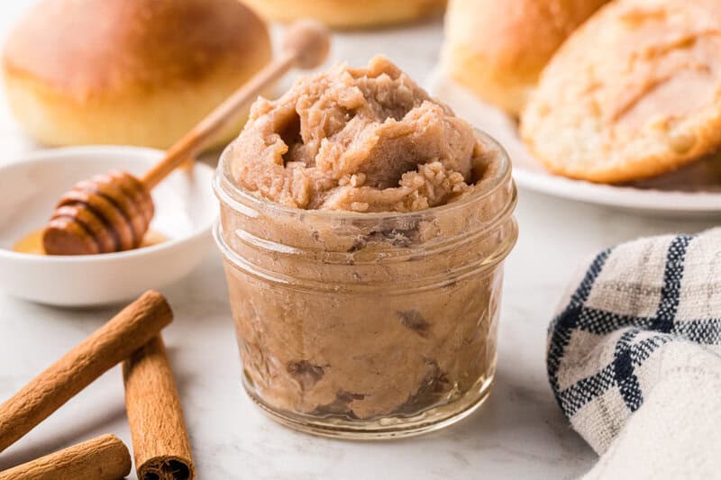 Cinnamon Honey Butter in a small jar.