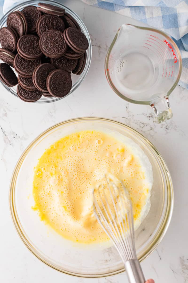 whisking together the vanilla pudding mix.