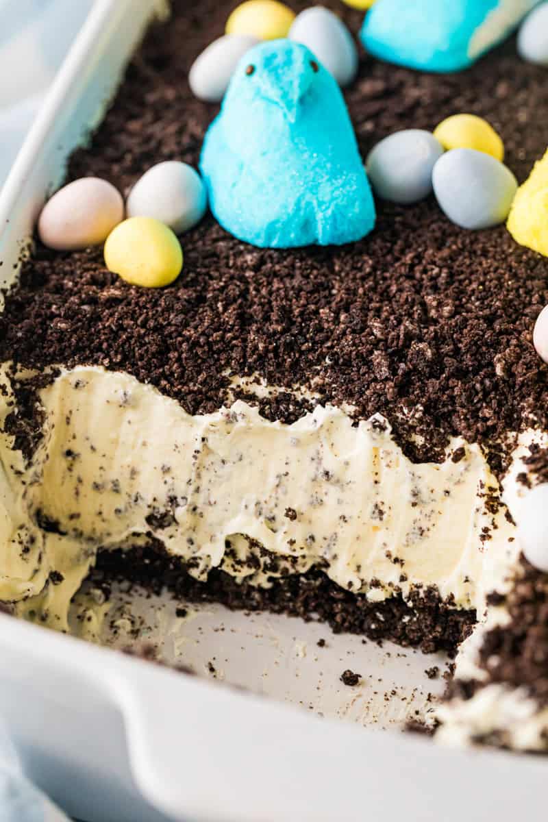 showing the inside layers of the Dirt Cake.