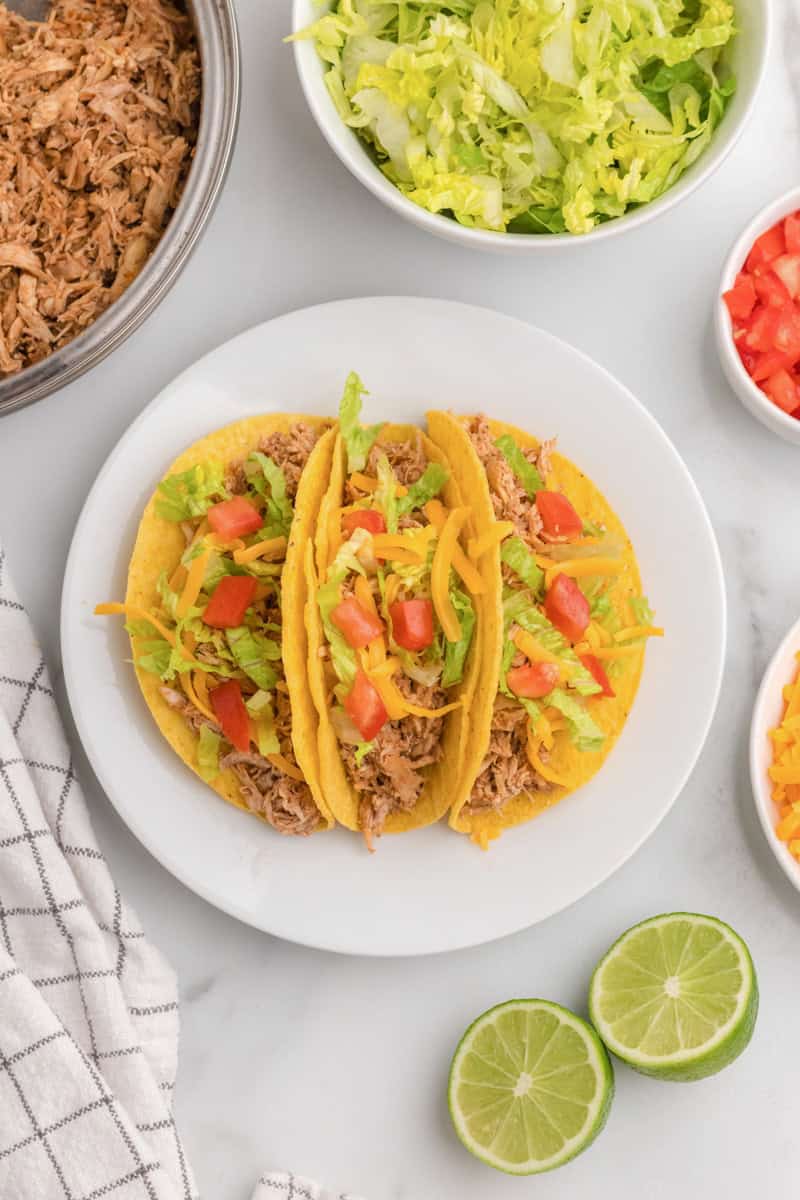 top-down view of the Rotisserie Chicken Tacos.