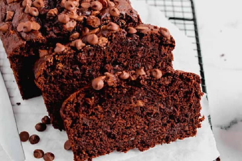 slices of the Double Chocolate Banana Bread.
