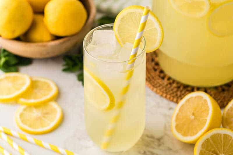 glass of homemade lemonade.